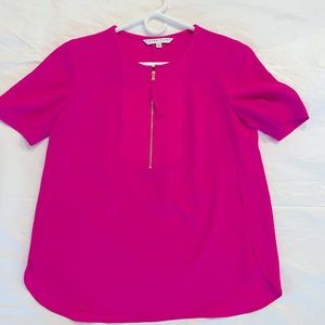 Trina Turk short sleeve blouse with Zipper